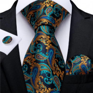 Set cravata + batista + butoni - matase naturala 100%, tesatura Jaquard - model 15