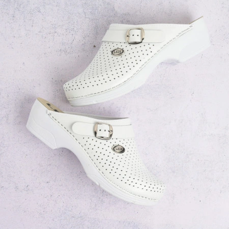 Kožne muške klompe 502 bele - Img 2