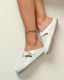 Kožne ravne papuče 710 bele