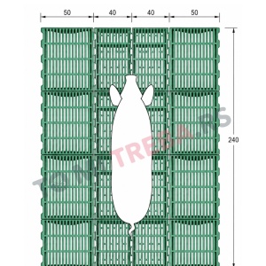 Pod za boks krmače 240 × 180 cm – komplet rešetkastog poda za prasilište sa nosačima
