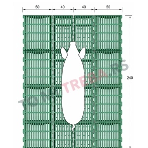 Pod za boks krmače 240 × 180 cm – komplet rešetkastog poda za prasilište sa nosačima