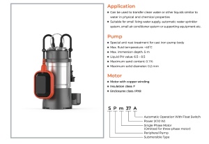 LEO SPm37A potapajuća periferna pumpa sa plovkom 0,37 kW - Img 2
