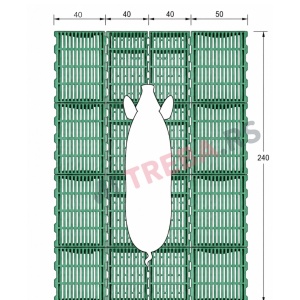 Pod za boks krmače 240 × 170 cm – komplet rešetkastog poda za prasilište sa nosačima