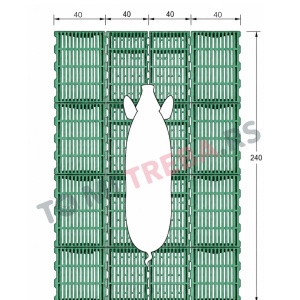Pod za boks krmače 240 × 160 cm – komplet rešetkastog poda za prasilište sa nosačima