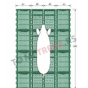Pod za boks krmače 240 × 160 cm – komplet rešetkastog poda za prasilište sa nosačima