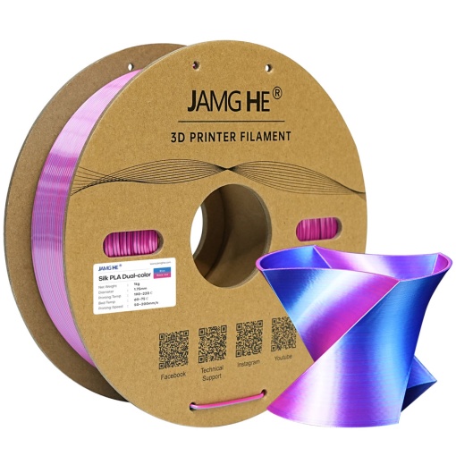 Filament Jamg He PLA Silk Dual color Blue Rose Red ( albastru rose roșu)1 kg 1.75 mm