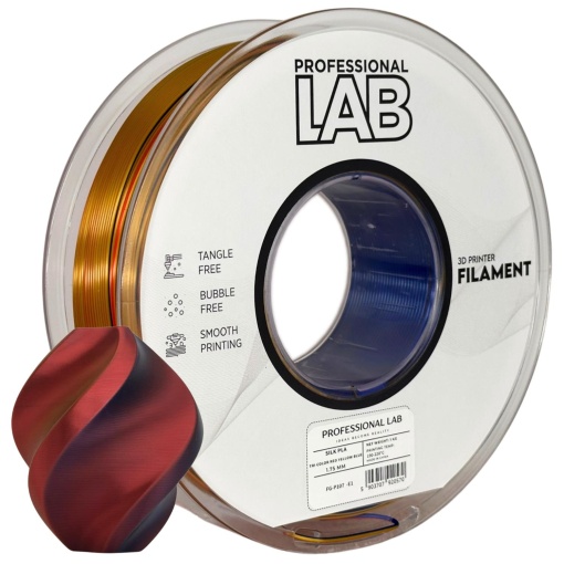 Filament Profesional LAB Silk PLA Tricolor Rosu Galben Albastru 1.75 mm 1 kg