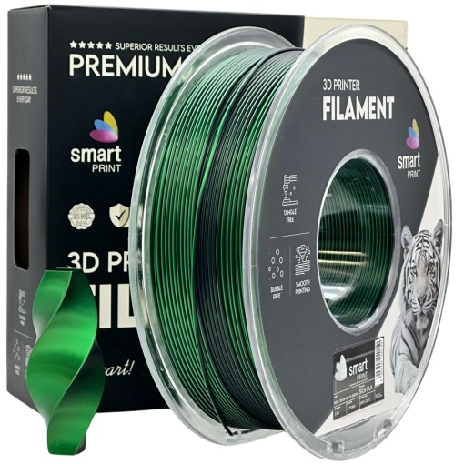 Filament Smart Print Silk PLA Dual Color Negru Verde 1.75 mm 1 kg