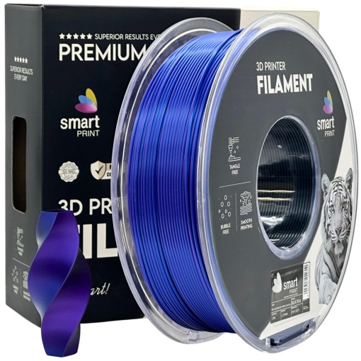 Filament Smart Print Silk PLA Tricolor Albastru Mov Negru 1.75 mm 1 kg