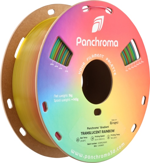 Filament POLYMAKER Panchroma™ Gradient PLA Translucent Rainbow 1KG ,1.75 mm