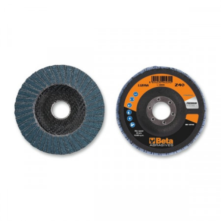 Disc dublu lamelar abraziv pentru slefuit, zirconiu, spate fibra de sticla, Ø115mm, PREMIUM LINE 11208A