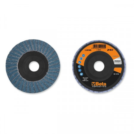 Disc dublu lamelar abraziv pentru slefuit, zirconiu, Ø115 mm, PREMIUM LINE 11202A