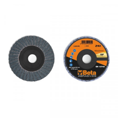 Disc dublu lamelar abraziv pentru slefuit, zirconiu, spate plastic, Ø180mm, TOP LINE 11214C