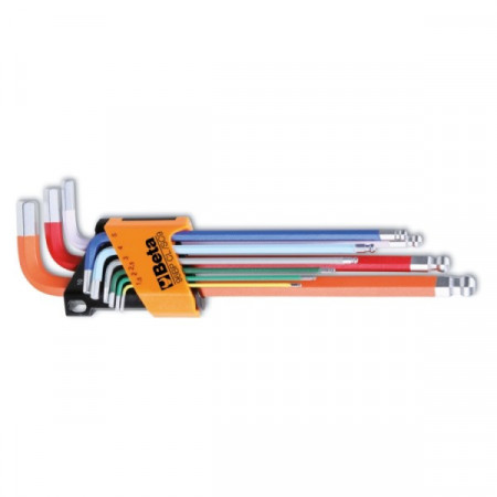 Set de 9 chei imbus în L, cu cap sferic 96BP-CL/SC9, colorate
