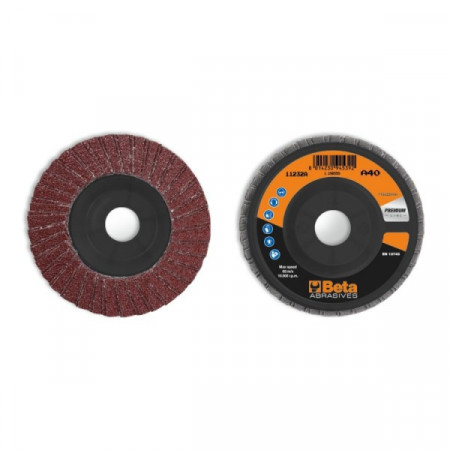 Disc dublu lamelar abraziv din corindon pentru slefuit, spate plastic, Ø115mm, PREMIUM LINE 11232A