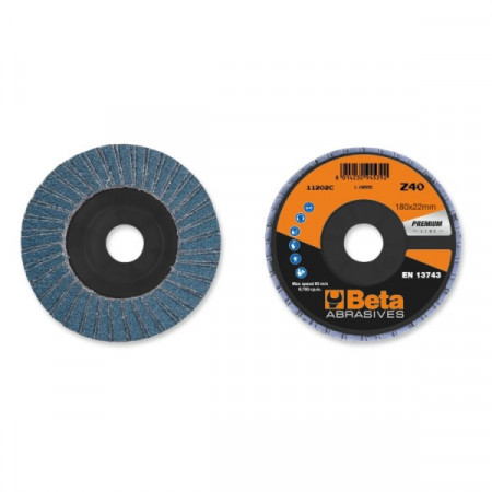 Disc lamelar abraziv pentru slefuit, zirconiu, spate fibra de sticla, Ø115 mm, PREMIUM LINE 11204A