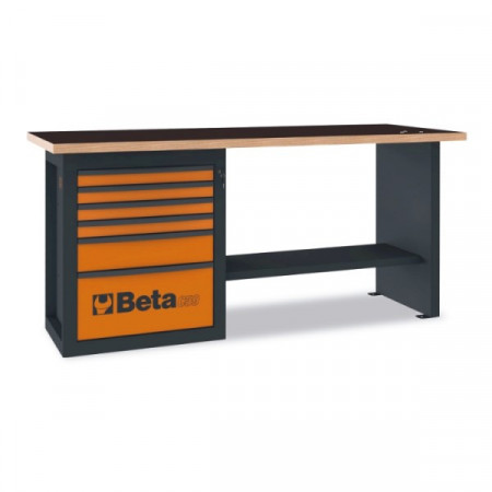 Banc de lucru cu 6 sertare si blat de lemn, C59A