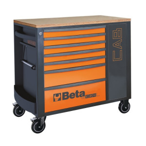 Dulap mobil 7 sertae, blat de lemn si etajera laterala cu inchidere, RSC24L-CAB