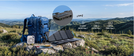 Porturi de ieșire BLUETTI SORA 60: DC5521, USB-C, USB-A