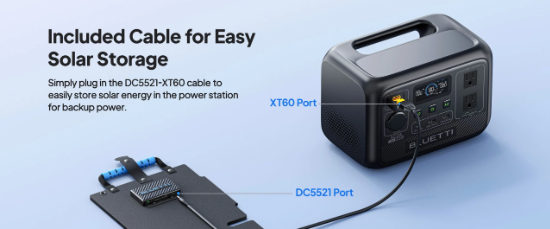 Conectare cablu inclus DC5521 la XT60 pentru stație de energie BLUETTI