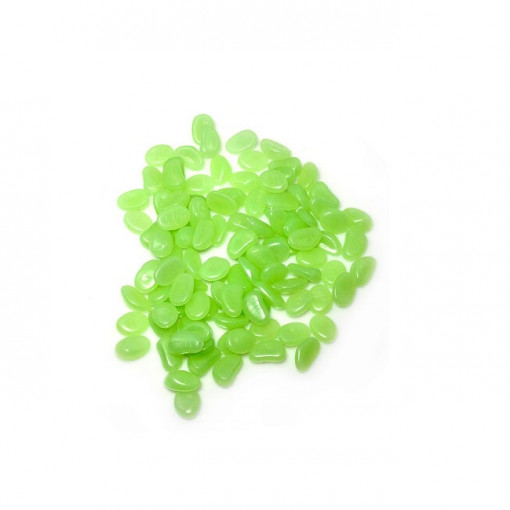 Pietre de gradina din plastic fosforescente , set 100 buc , verzi . eR D L
