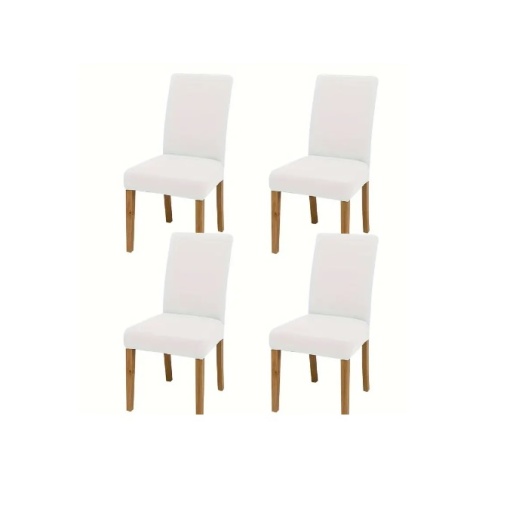 Set 4 huse pentru scaun universale, elastice, alb, eR D L