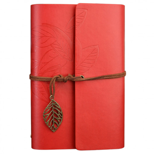 Agenda tip jurnal retro de calatorie A5, rosu, eR D L