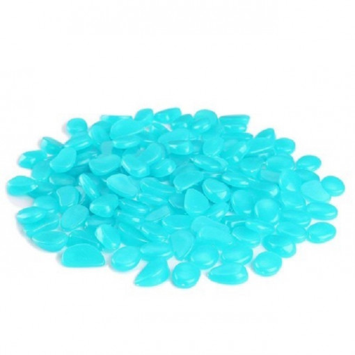 Pietre de gradina din plastic fosforescente , set 100 buc , albastre . eR D L