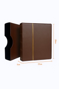 Album pentru bancnote, 25 x 28 x 6cm, maro inchis, nu contine foliile, eR D L - Img 3