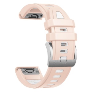 Curea ceas din silicon compatibil Garmin Fenix 8, latime curea 20 mm, roz/alb, eR D L
