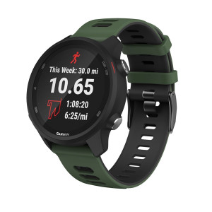 Curea ceas silicon compatibil Garmin Vivoactive 4 , latime 22mm, army green-negru, eR D L - Img 2