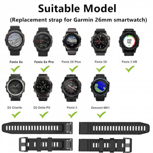 Curea ceas din silicon compatibil Garmin Fenix 5x, Fenix 5x Plus, Fenix 6x,Fenix 6x Pro, latime curea 26 mm, eR D L - Img 4