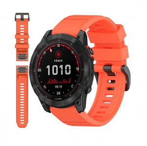 Curea ceas din silicon compatibil Garmin Fenix 6, Fenix 6 Pro, latime curea 22 mm, coral red, eR D L - Img 3