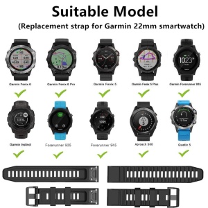 Curea ceas din silicon compatibil Garmin Fenix 6, Fenix 6 Pro, latime curea 22 mm, verde, eR D L - Img 4