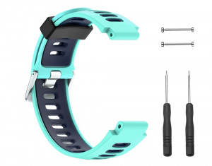 Curea silicon compatibil Garmin Forerunner 735 XT , 22 mm , Turcoaz/Albastru . eR D L - Img 1