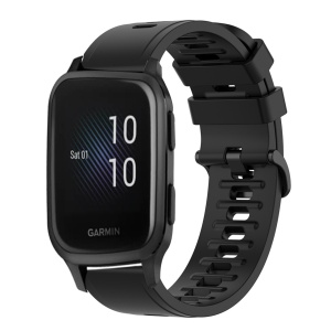 Curea silicon compatibil Garmin Venu SQ, latime curea 20mm, negru, eR D L - Img 2