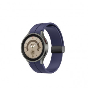 Curea silicon compatibil Samsung Galaxy Watch 5, 4, 5 Pro, 4 Classic, albastru inchis, latime curea 20mm, eR D L - Img 2