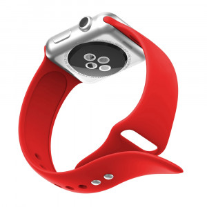 Curea silicon compatibila cu Apple Watch 1/2/3, 38/40/41mm, rosu, latime curea 20mm, eR D L - Img 4