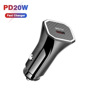 Incarcator auto USB Type C QC 3.0 PD 20W, negru, eR D L - Img 2