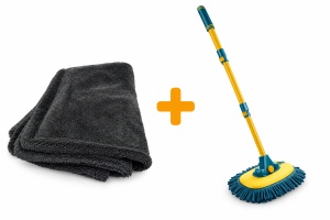 Pachet Spălare + Uscare Auto: Perie Telescopică & Prosop Microfibră 1200GSM