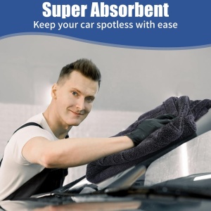 Prosop Auto Microfibră Premium 1200GSM – Uscare Rapidă și Fără Zgârieturi, 80x50 cm, gri, eR D L - Img 4
