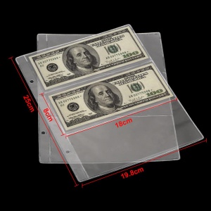 Set 10 folii pentru bancnote, 3 buzunare de 18 x 8cm, transparente, 3 perforatii 5,5x7x7x5,5cm, eR D L - Img 3