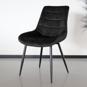 Set 4 scaune pentru living si bucatarie, tapiterie catifea, negru, 40x46x83cm, eR D L - Img 7