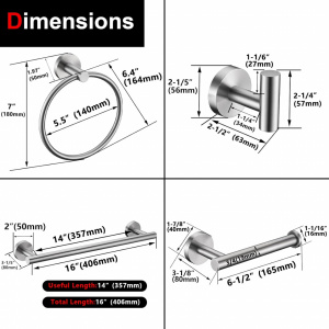 Set 5 carlige tip cuier de baie, inel,bara pentru prosoape, suport pentru role de toaleta, carlige pentru halat, inox, crom, eR D L - Img 6
