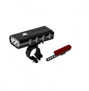 Set far reincarcabil USB cu baterie externa si stop , aliaj aluminiu - Img 1