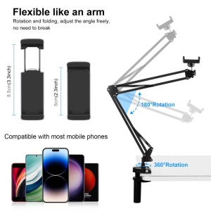 Suport telefon, flexibil, reglabil, negru, eR D L - Img 4