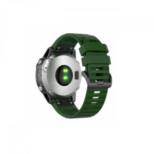 Curea ceas din silicon compatibil Garmin Fenix 5x, Fenix 5x Plus, Fenix 6x,Fenix 6x Pro, latime curea 26 mm, verde inchis,eR D L - Img 2