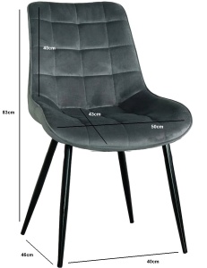 Set 4 scaune pentru living si bucatarie, tapiterie catifea, gri, 40x46x83cm, eR D L - Img 3