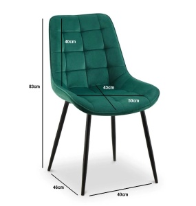 Set 4 scaune pentru living si bucatarie, tapiterie catifea, verde inchis, 40x46x83cm, eR D L - Img 3