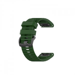Curea ceas din silicon compatibil Garmin Fenix 5x, Fenix 5x Plus, Fenix 6x,Fenix 6x Pro, latime curea 26 mm, verde inchis,eR D L - Img 1
